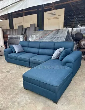 Blue L Shaped Sofa