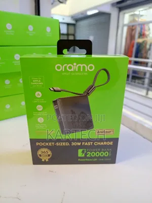 Oraimo 20000mah Anifast Power Bank – 30w Pd Fast Charge, Type-C Cable