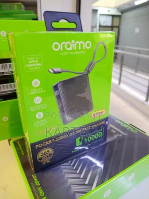 Oraimo 10000mah Anifast Power Bank 22.5w Pd Fast Charge, Type-C Cable