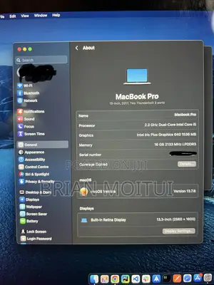 Laptop Apple MacBook Pro 2017 16GB Intel Core i5 SSD 256GB