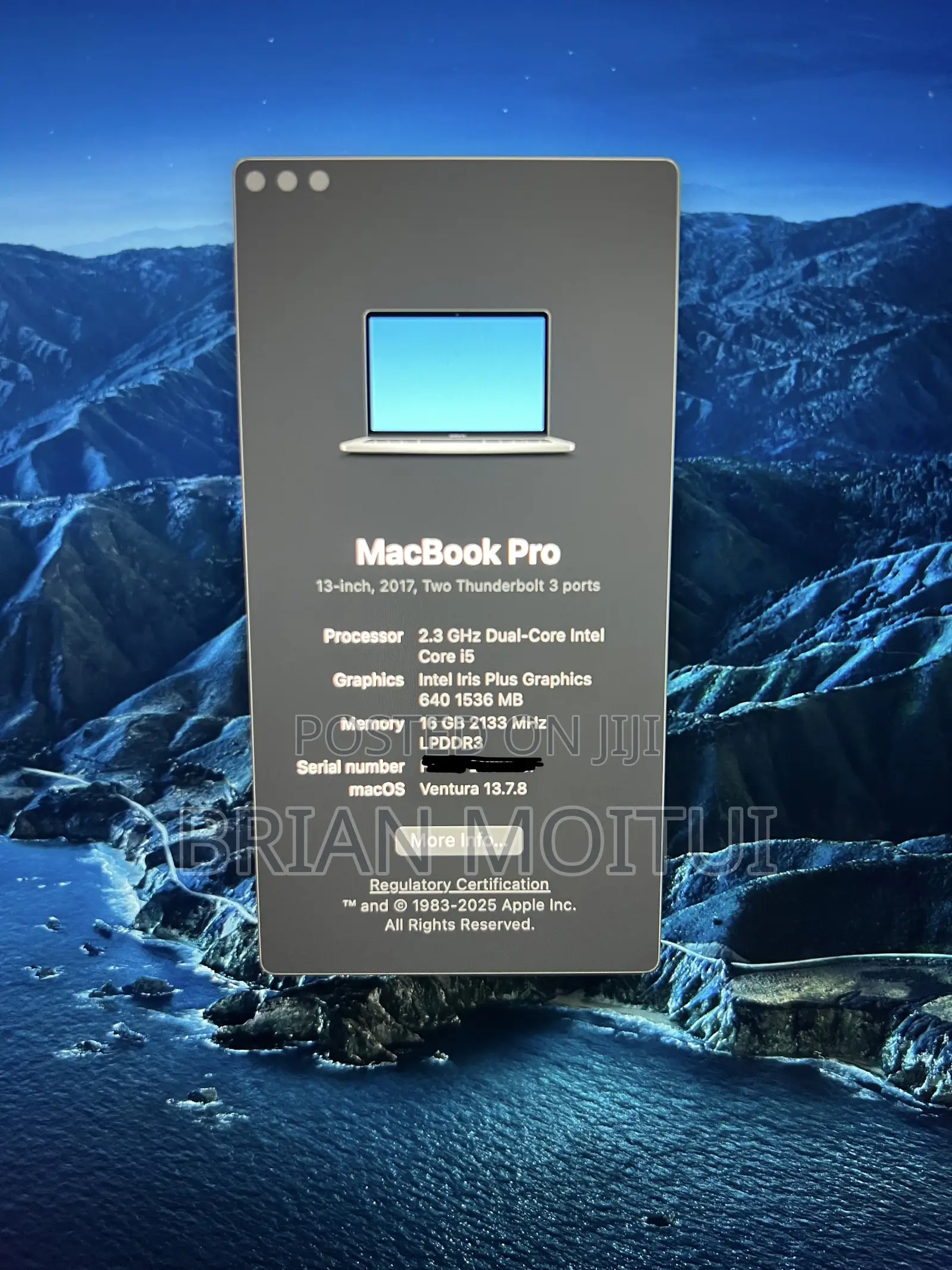 Laptop Apple MacBook Pro 2017 16GB Intel Core i5 SSD 256GB