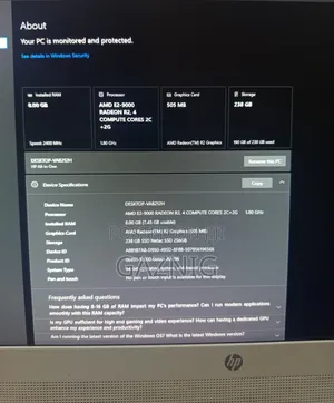 Desktop Computer HP AiO 20 8GB AMD SSD 256GB