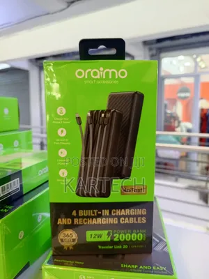Oraimo Traveler Link 20 20000mah Power Bank 4 Built-in Charging Cables