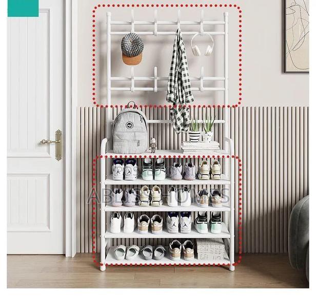 4 Layer Detachable Metal Shoe Rack With 8 Double Hooks - thumbnail 4
