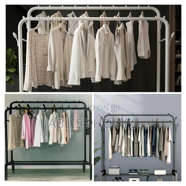 Advanced Double Layer Garment Rack Floor Standing Clothes Hanger