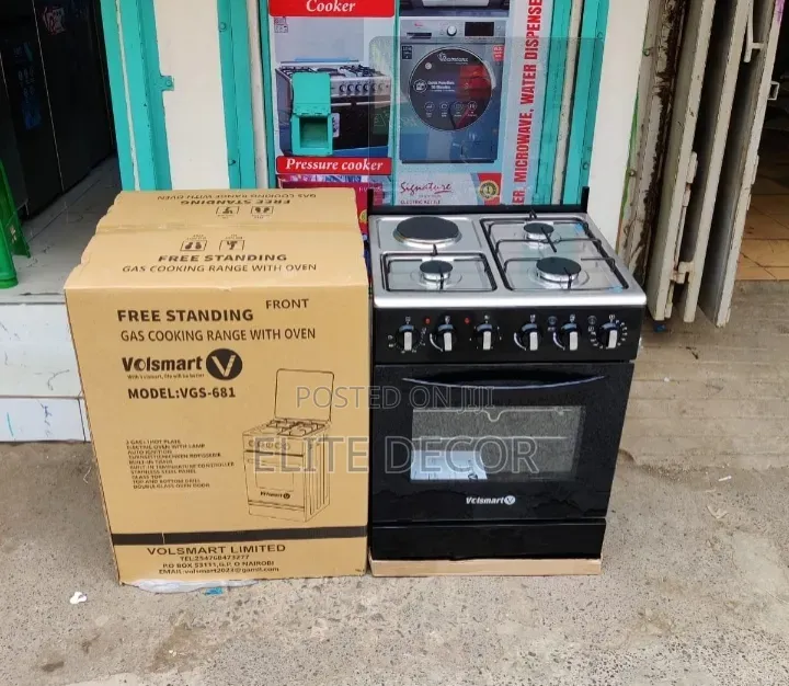 Volsmart Standing Cooker 60×60cm – 3 Gas + 1 Electric (Jet Burners)
