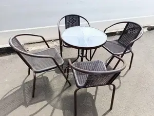 4 Seater Round Rattan Balcon Table Set