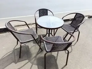 4 Seater Round Rattan Balcon Table Set