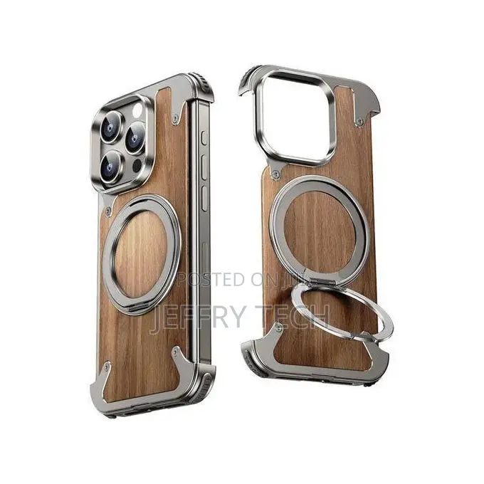 Magnetic Wood-Armor Case Hidden Wooden Cover for iPhone 16 Pro Max