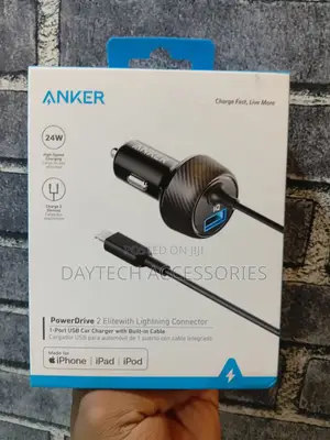 Anker Powerdrive 2 Elite With Lightning Connector Car Charger 24w.