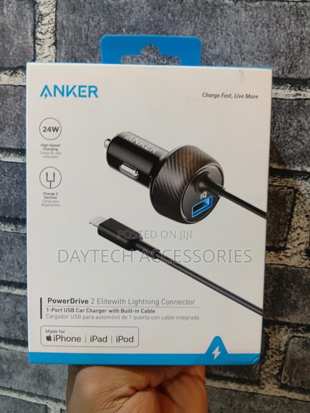 Anker Powerdrive 2 Elite With Lightning Connector Car Charger 24w.