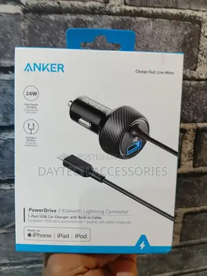 Anker Powerdrive 2 Elite With Lightning Connector Car Charger 24w.