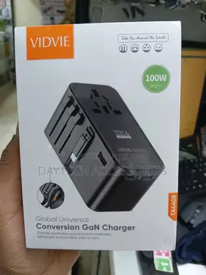 Vidvie Ta4408 100w Global Travel Adapter With a Built-in Type-C Cable