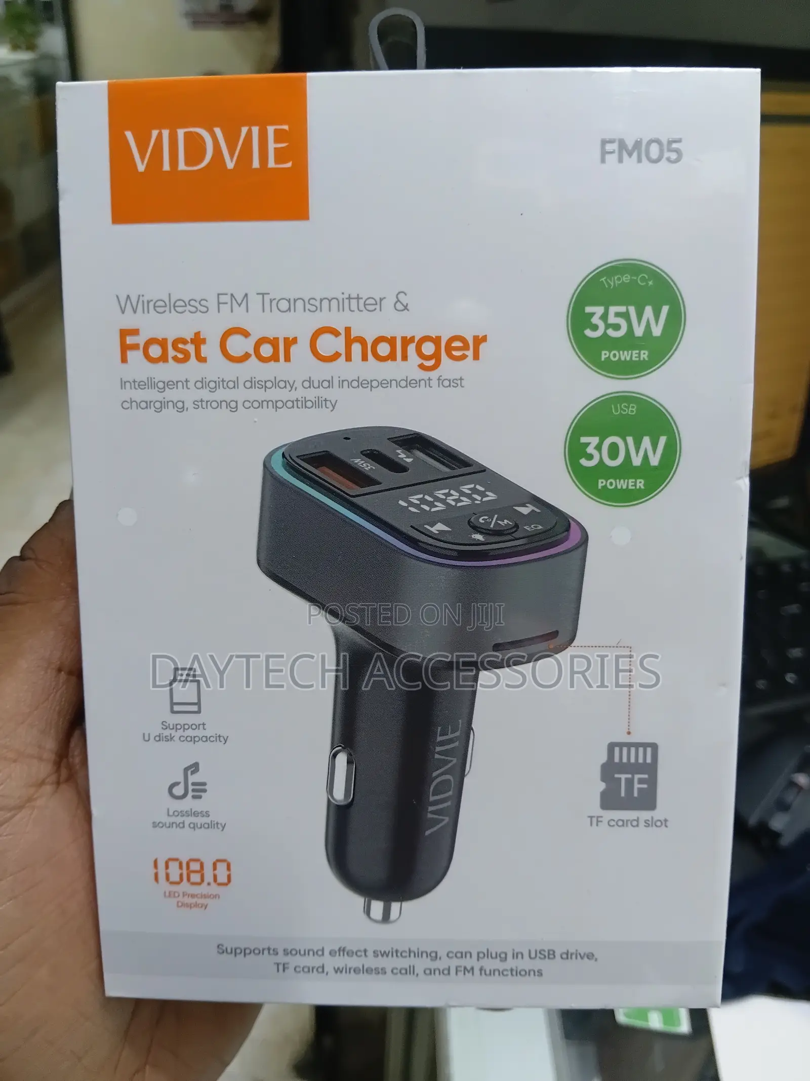 Vidvie Fm05 2-in-1 Wireless Bluetooth Fm Transmitter and Car Charger.