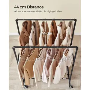 Heavy-Duty Rolling Double-Rail Clothes Rack, 90kg Load