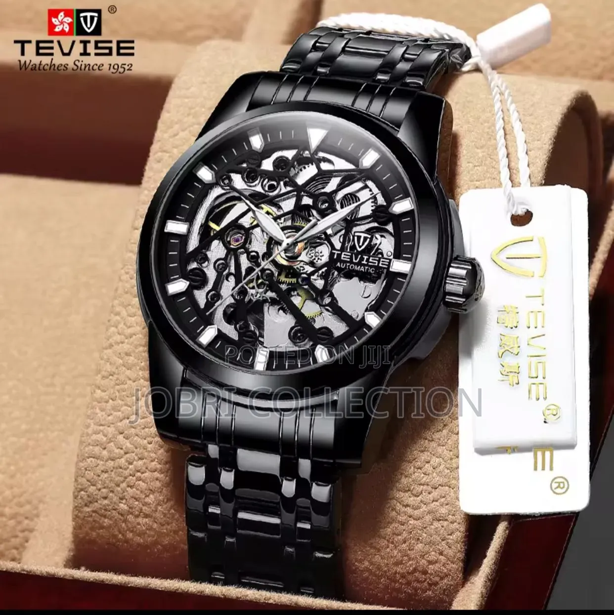 Full Black Tevis Automatic Metallic Wrist Watch