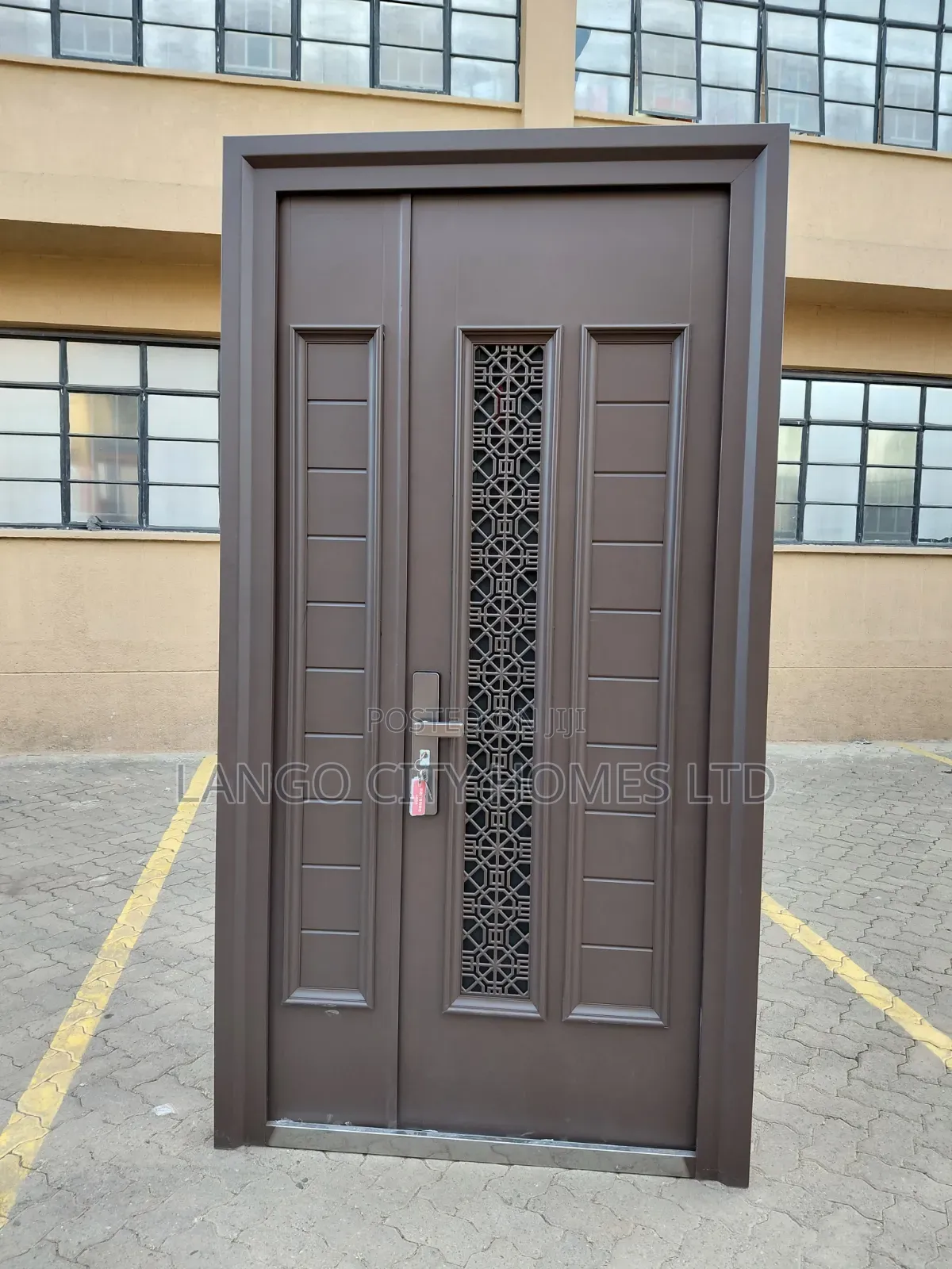 Premium Steel Security Door - Coffee Brown