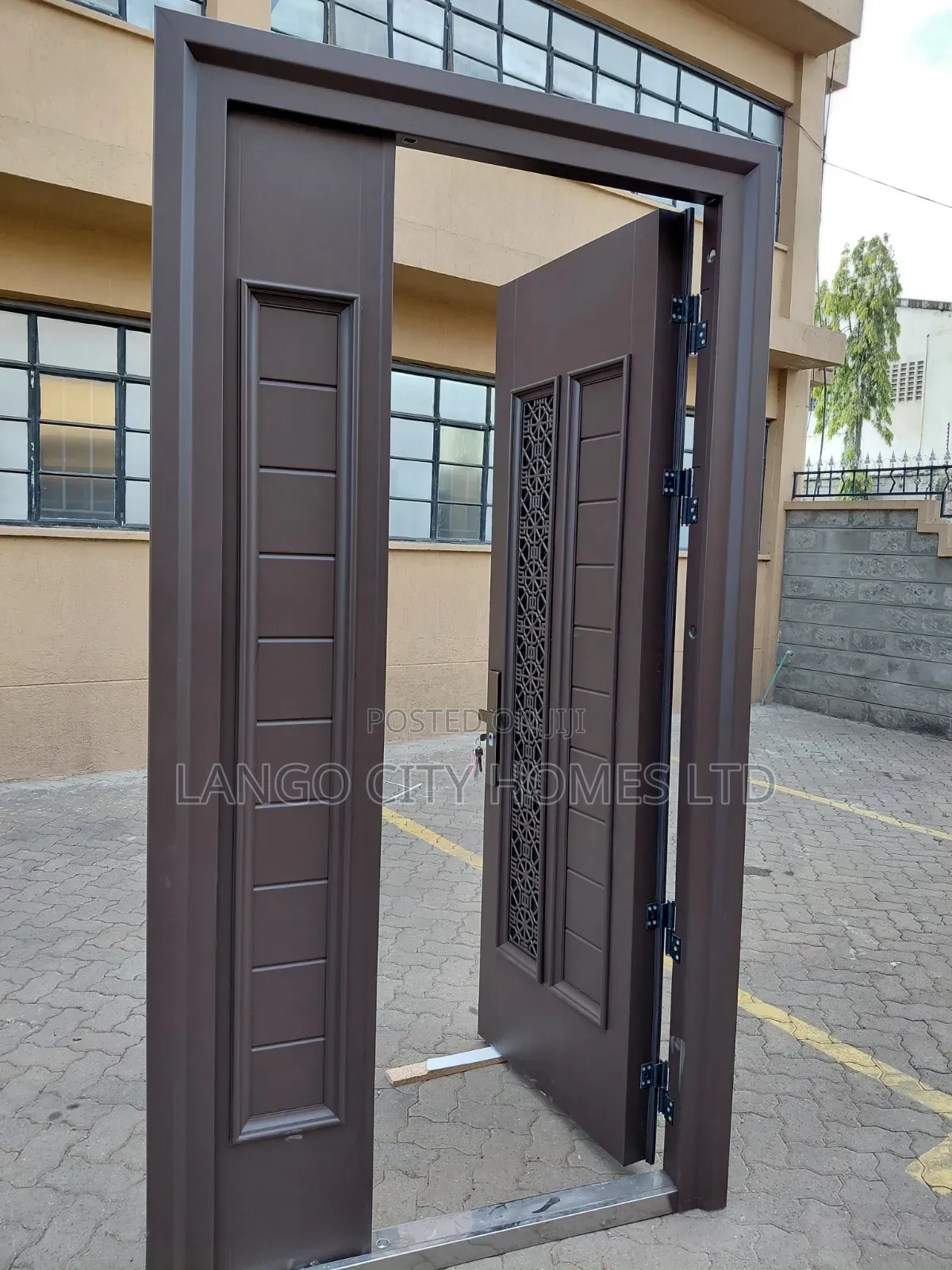 Premium Steel Security Door - Coffee Brown