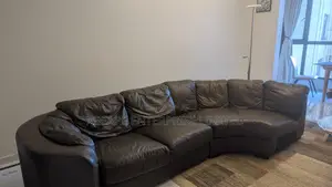 Large Curved Leather Corner Sofa
