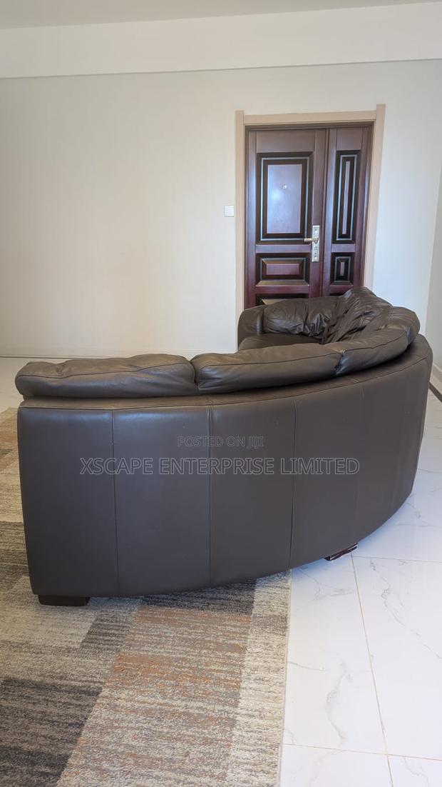 Large Curved Leather Corner Sofa - thumbnail 2