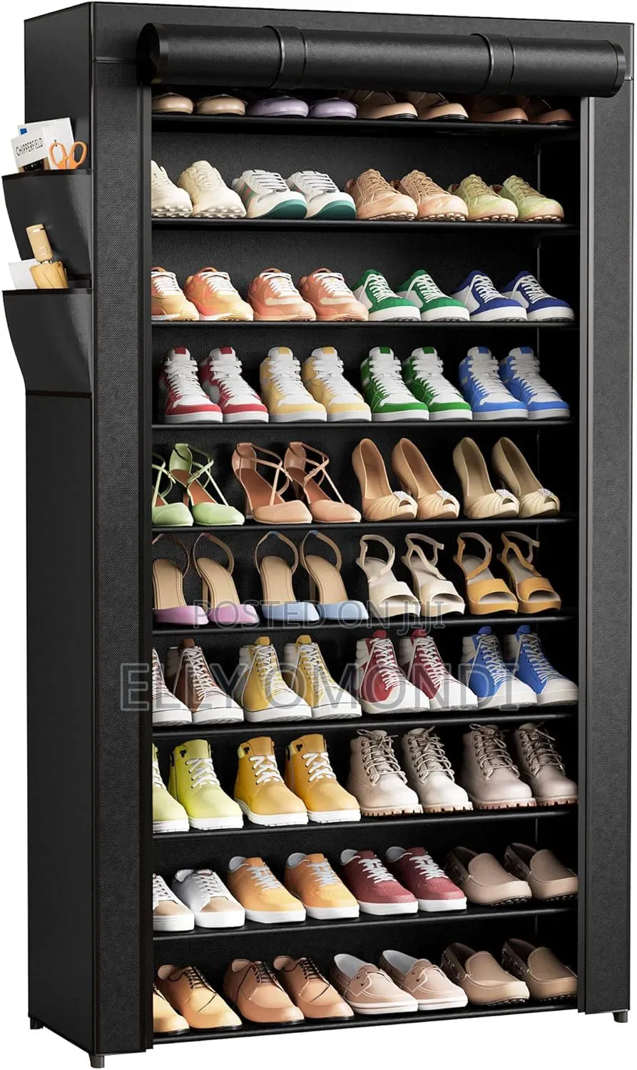 10 Layers Free Standing Shoe Rack Organizer With Cover