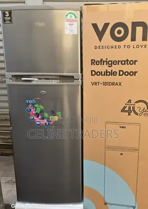 Von VRT-181drax Double Door Fridge 181 Liters Refrigerator