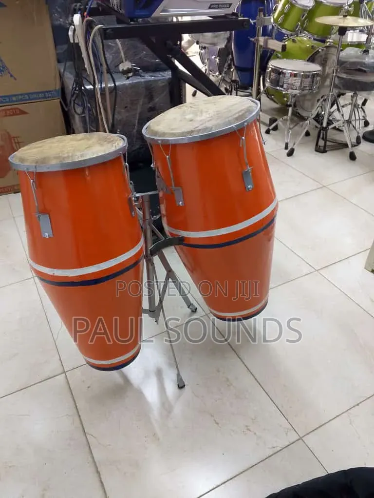 2-Piece Conga Drum Set With Double Mounting Stand