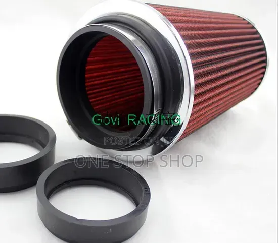 3_3.5_4" Red Pleated Filtrationengine Air Flow Filter Wit Top Base Cap