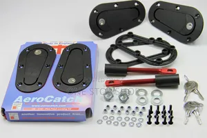 Flush Mount Bonnet Pin Kit With Black Latches For Asecure Racing Look