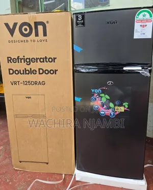 Von Double Door Fridge 125litres Direct Cool
