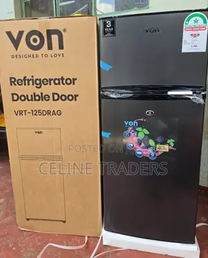 Von Double Door Fridge 125litres Direct Cool