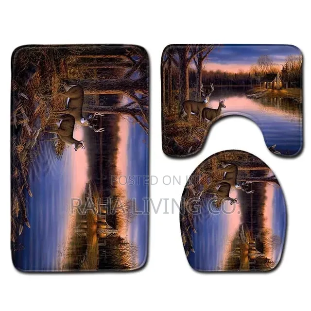 3pc Toilet Bath Mat Set | Bathroom