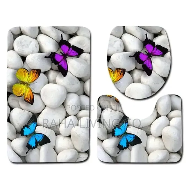 3pc Toilet Bath Mat Set | Bathroom