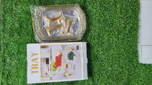 Luxury 3-Piece Acrylic Serving Tray Set With Elegant Gold Handles