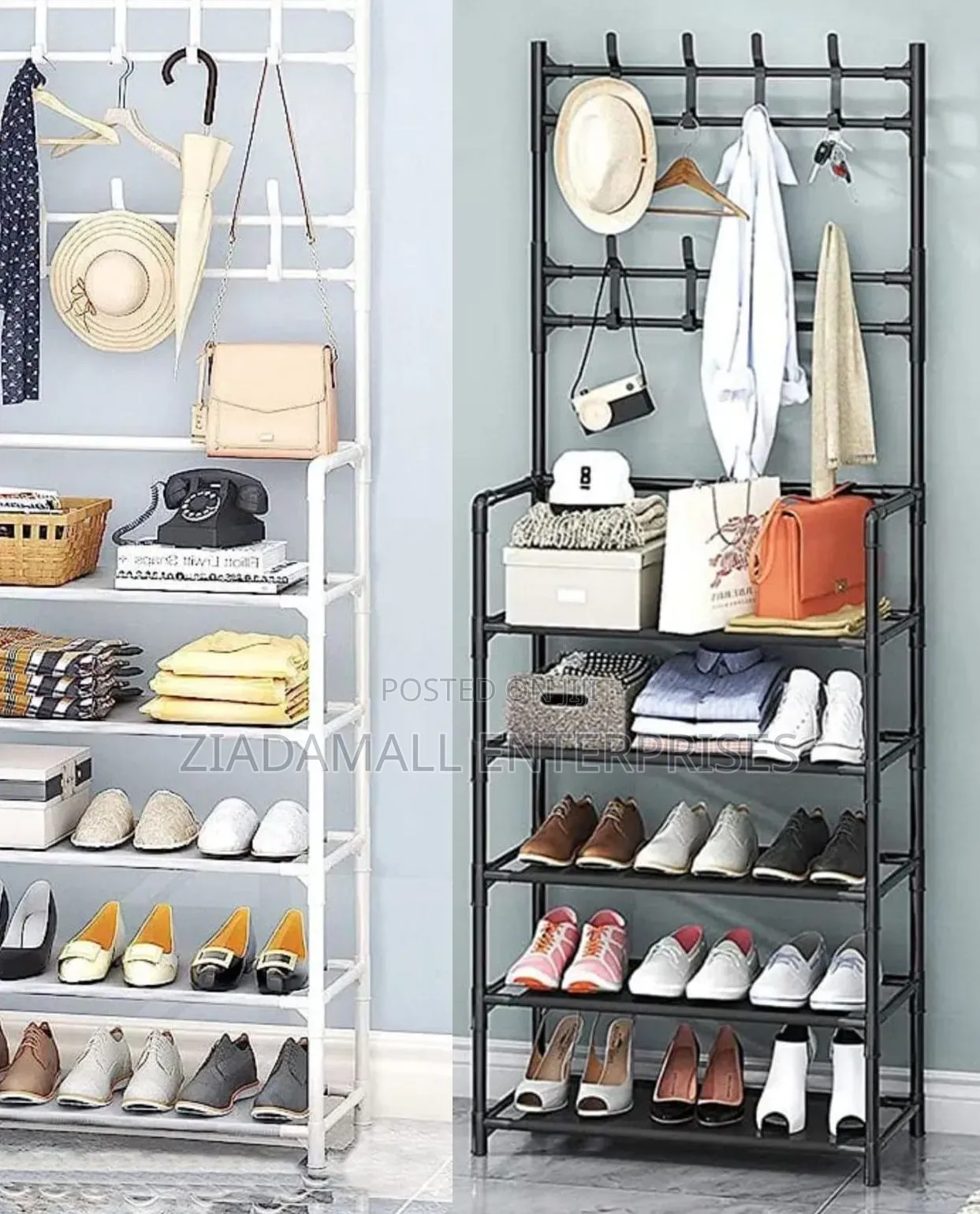 Shoe Rack With Hanger,Modern Shoe Organizer With Integrated Coat Stand