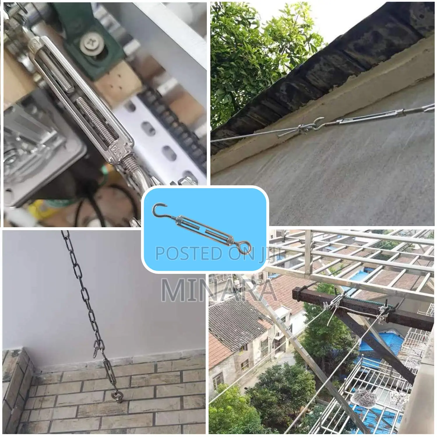 M14, Turnbuckle Wire Rope Tensioner, Hook and Eye Type