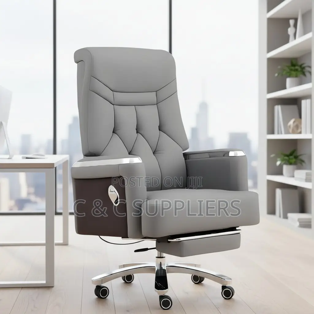 Gray Director's Leather Executive Seat.
