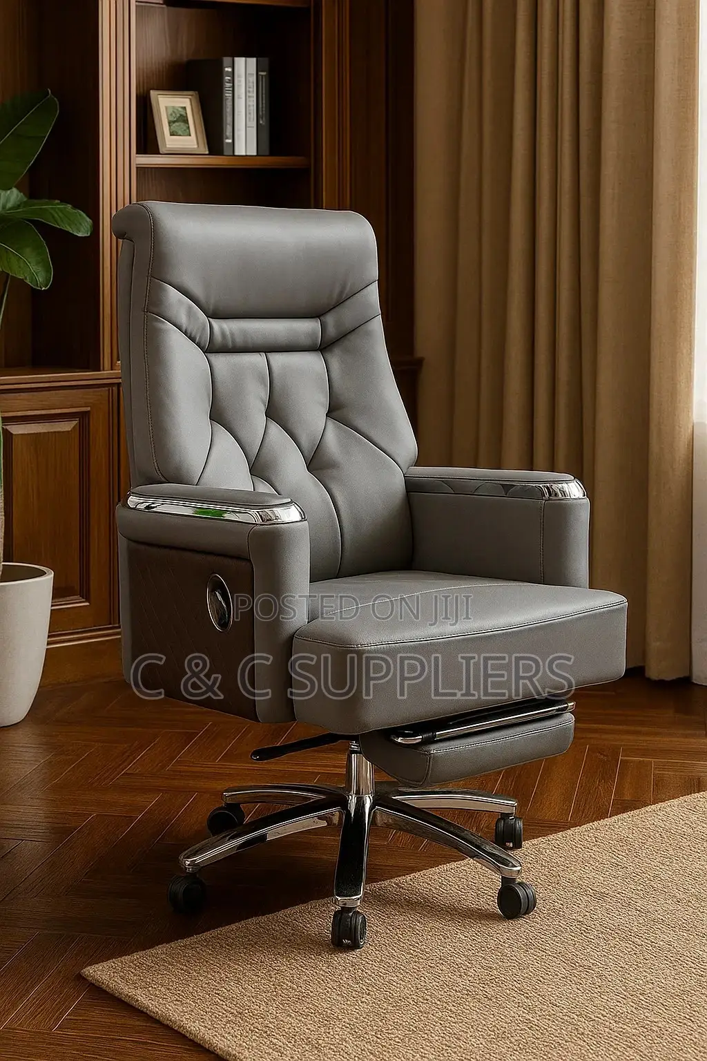 Gray Director's Leather Executive Seat.