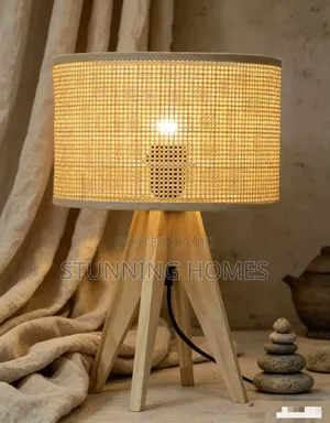 Wooden Rattan Table Lamp