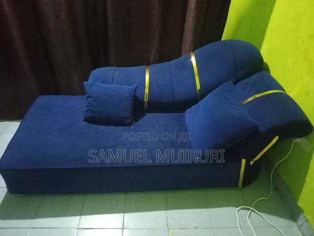 3 Seater Blue Sofa Bed - thumbnail 2