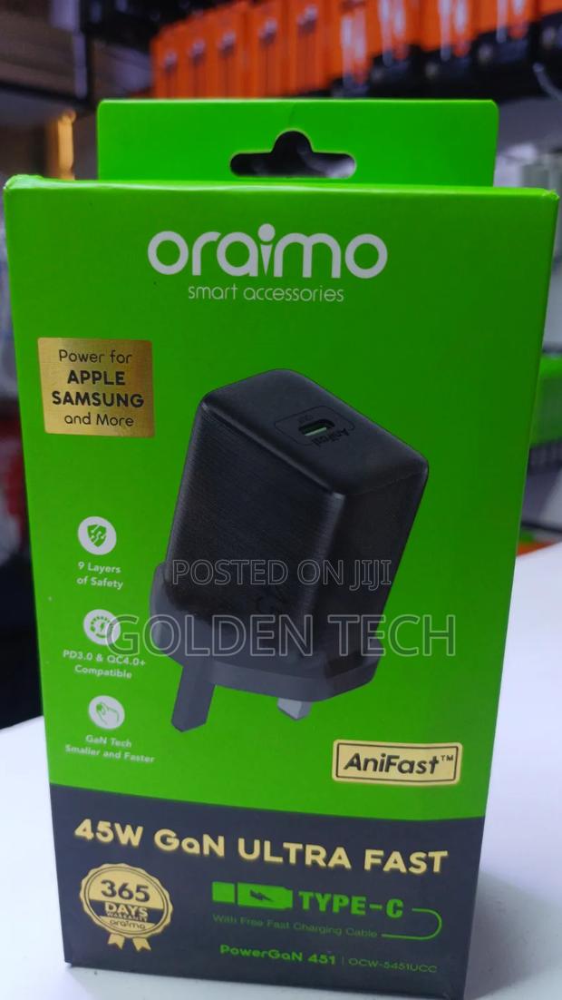 Oraimo Powergan 451 45w Gan Fast Charger Usb-C Pd Wall Charger
