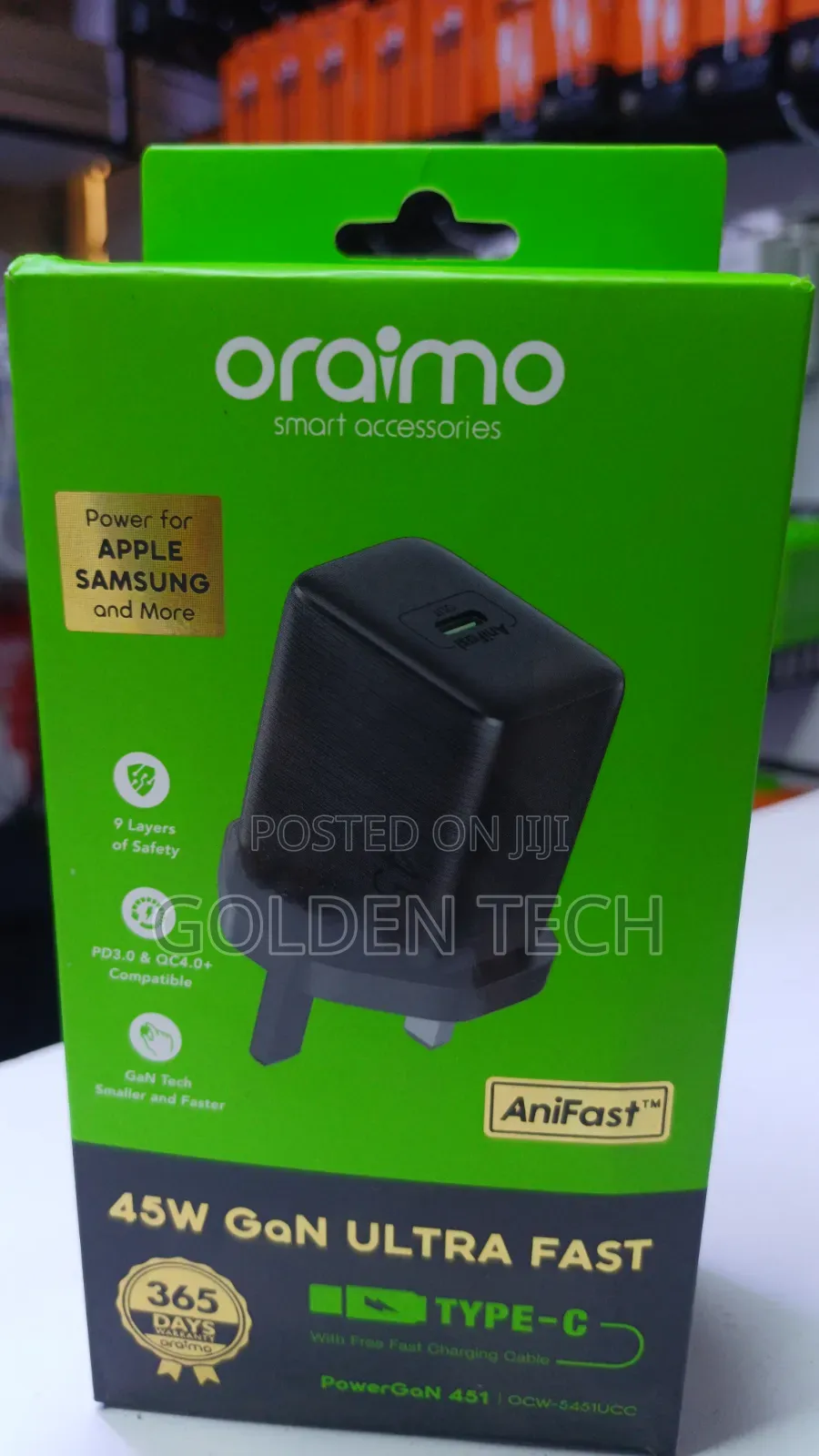 Oraimo Powergan 451 45w Gan Fast Charger Usb-C Pd Wall Charger