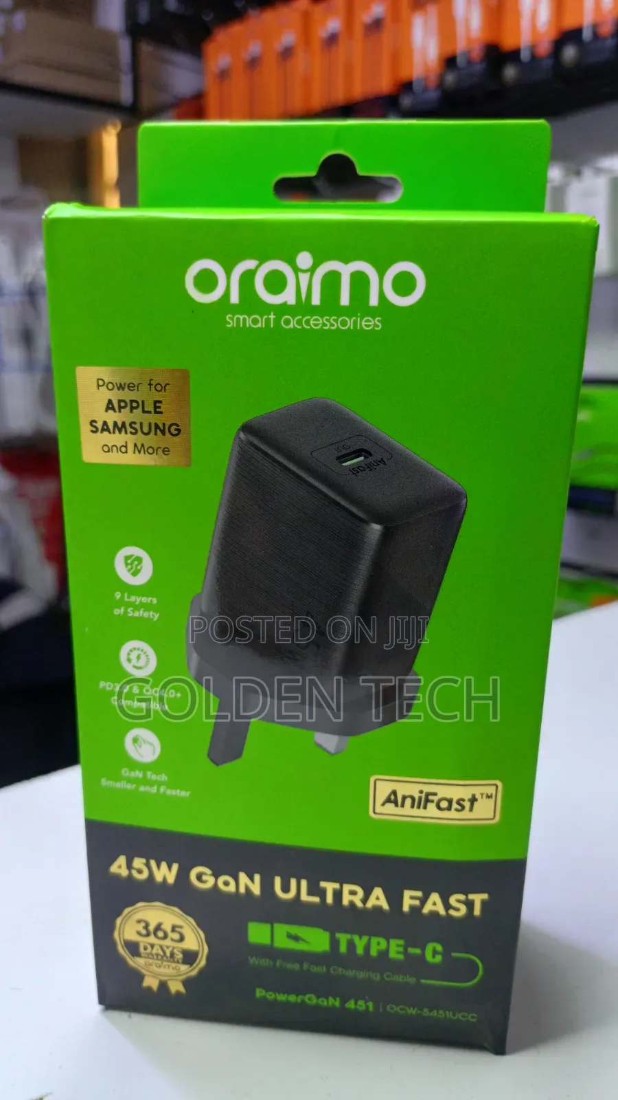 Oraimo 45w Gan Ultra Fast Charger Type-C Pd Super Charging Adapter