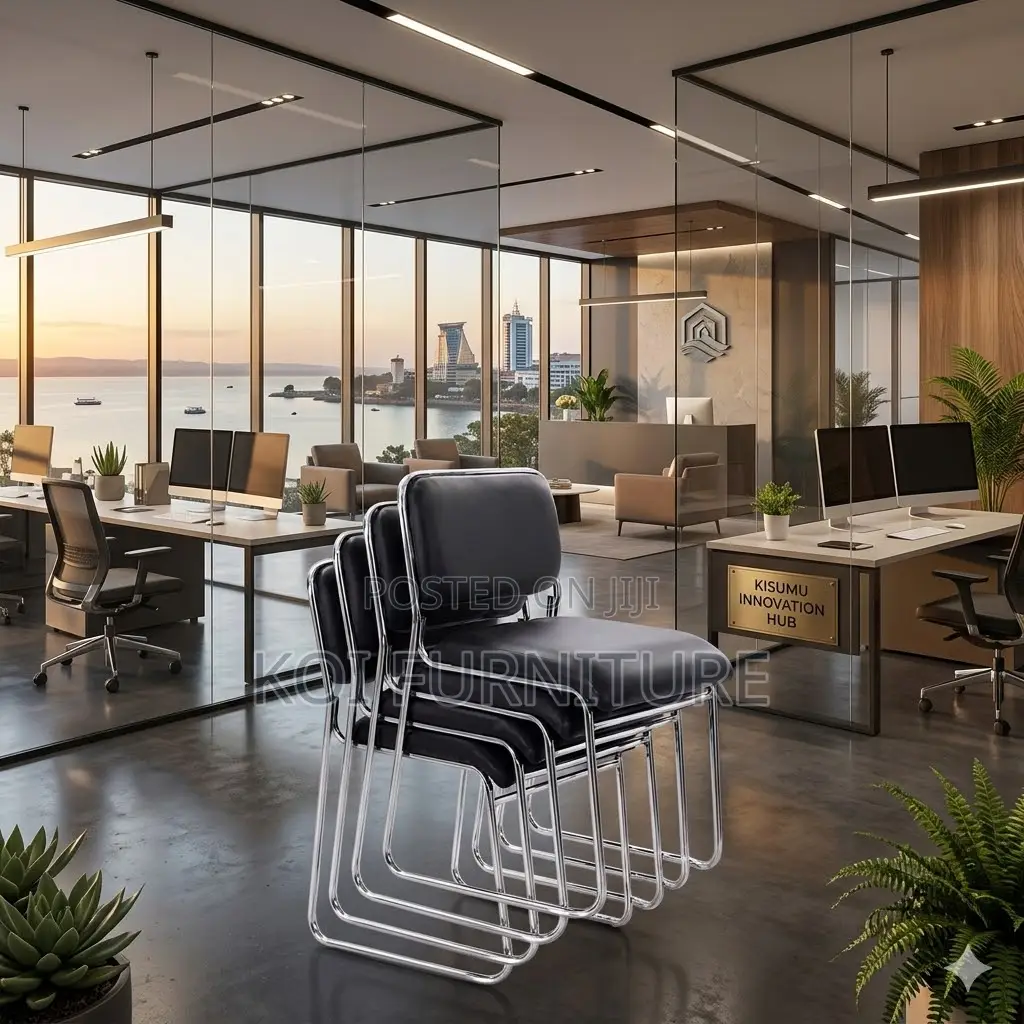 Office Chairs; Sled Based Chrome Office Chairs