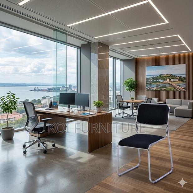 Office Chairs; Sled Based Chrome Office Chairs - thumbnail 4