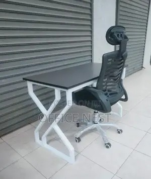 Double Stand Metallic Table and Headrest Chair