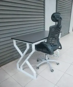 Double Stand Metallic Table and Headrest Chair