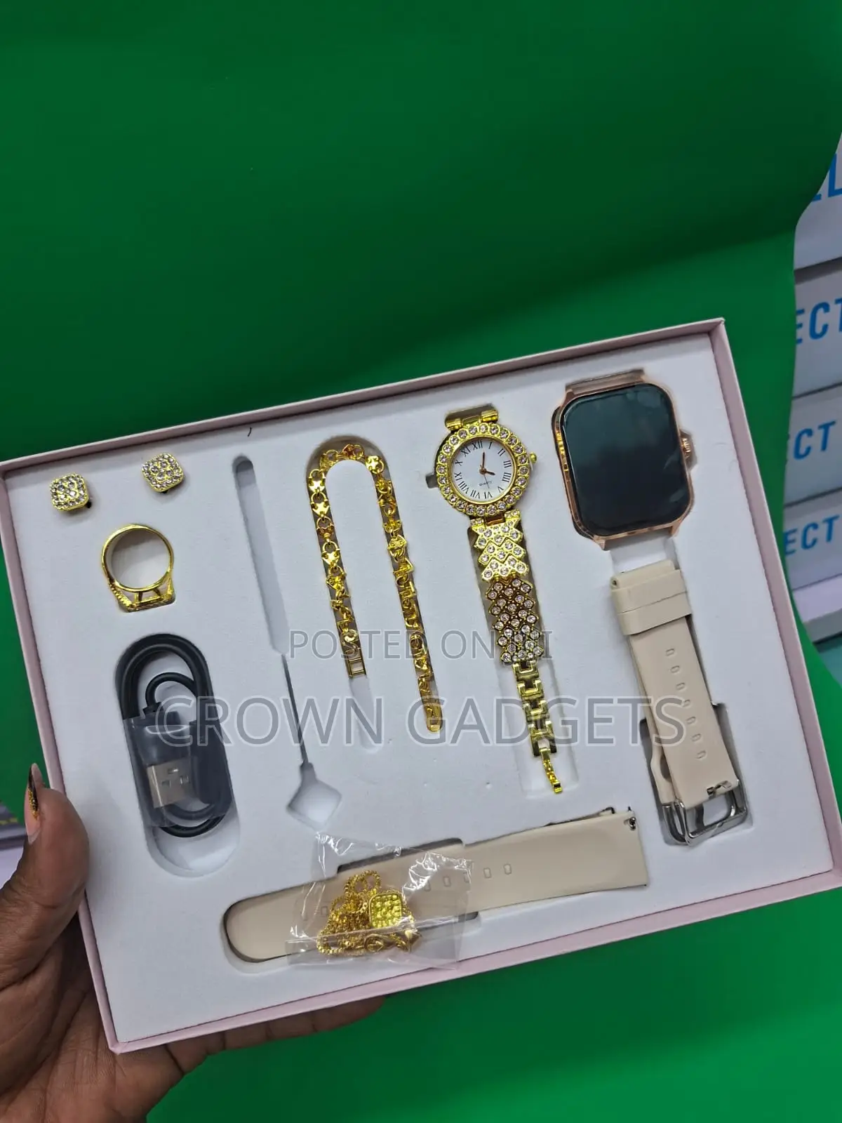 A58 Plus Smartwatch 8 in 1 Gift Set With Jewelry and Watch