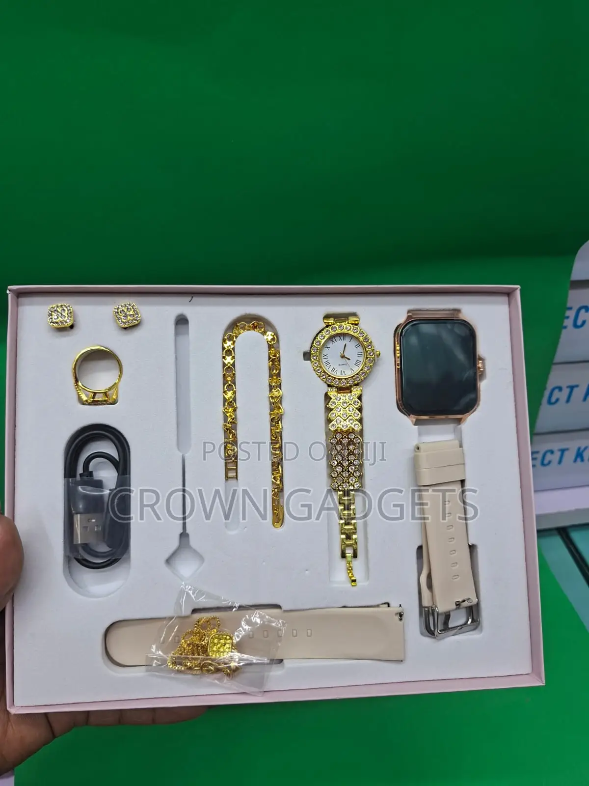 A58 Plus 8 in 1 Smart Watch Set With Necklace and Bracelet