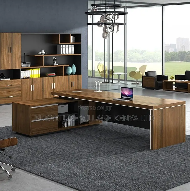 1.8m L-Shaped Wooden Office Desk With Drawers